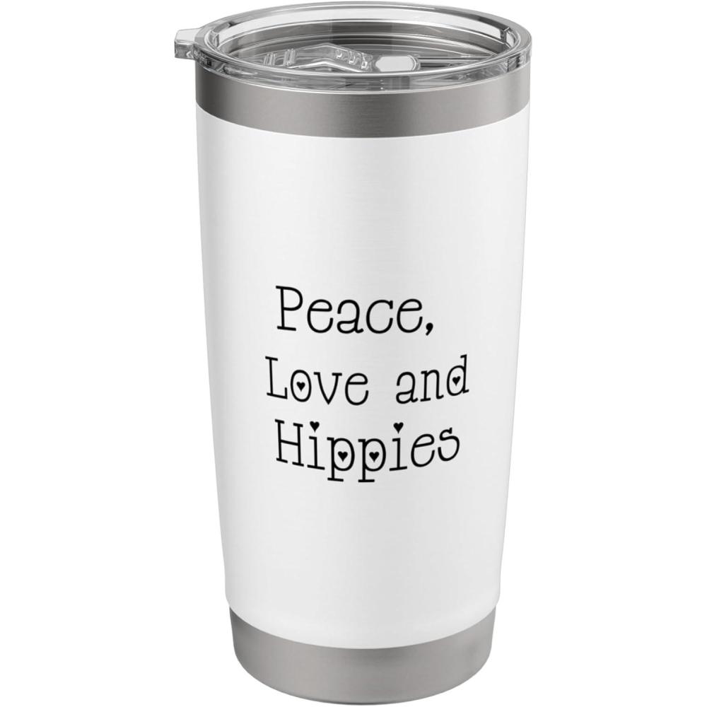 imagePeace Love and Hippies Yoga Festival Gypsy Trend Stainless Steel Insulated TumblerWhite