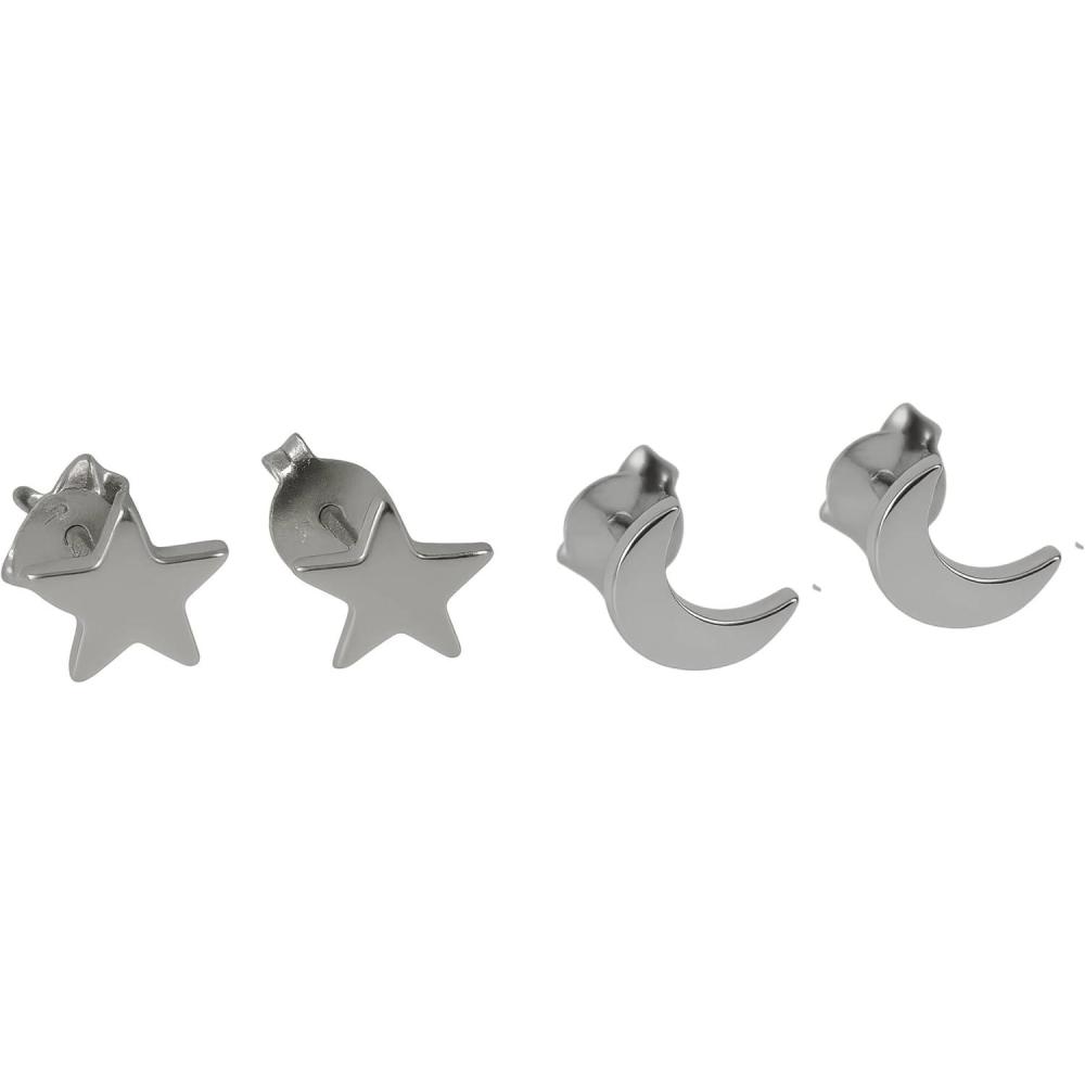 imageStar and Crescent Moon Stud Earrings  925 Sterling Silver Hypoallergenic  Handmade Celestial Minimalist Fine Jewelry for Women  2 Sets