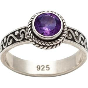 Amethyst Sterling Silver Ring – Handmade Gemstone Jewelry Gift Ideas for Women – February Birthstone