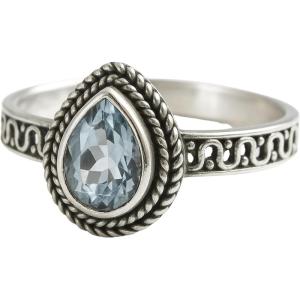 Blue Topaz Pear Shape Sterling Silver Ring – Natural Gem Gemstone – Birthday Valentine’s Mother’s Day Gift – Blue Stone – Handmade Jewelry Gift Ideas for Women – December Birthstone (6)