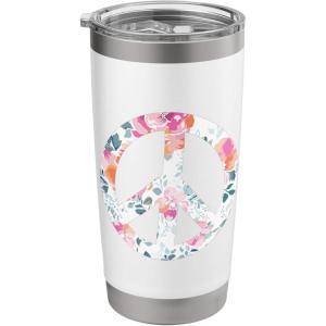 Floral Peace HIppie Love Yoga Yogi Stainless Steel Insulated Tumbler(White)