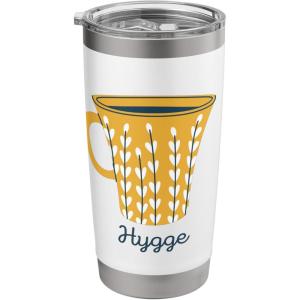 Hygge Scandinavian Cozy Cup Illustration Heartwarming Design Stainless Steel Insulated Tumbler(White)