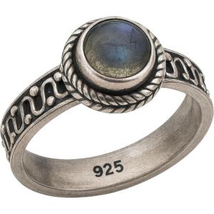 Labradorite Round Cabochon Ring 5mm Size 9-925 Sterling Silver, Hypoallergenic & Nickel Free – Natural Gemstone, Handmade Fine Jewelry for Women