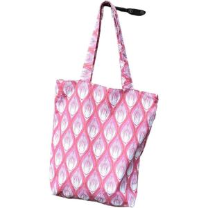 Retro Print Cotton Canvas Tote Market Book Beach bag with Zipper – Handmade Gift Ideas for Women(Pink Retro)