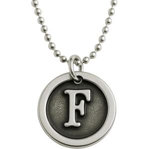 Wax Seal Sterling Silver 18 inch Necklace – Old English Font Letter – Jewelry Gift Idea for Women(F)