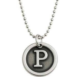 Wax Seal Sterling Silver 18 inch Necklace – Old English Font Letter – Jewelry Gift Idea for Women(P)