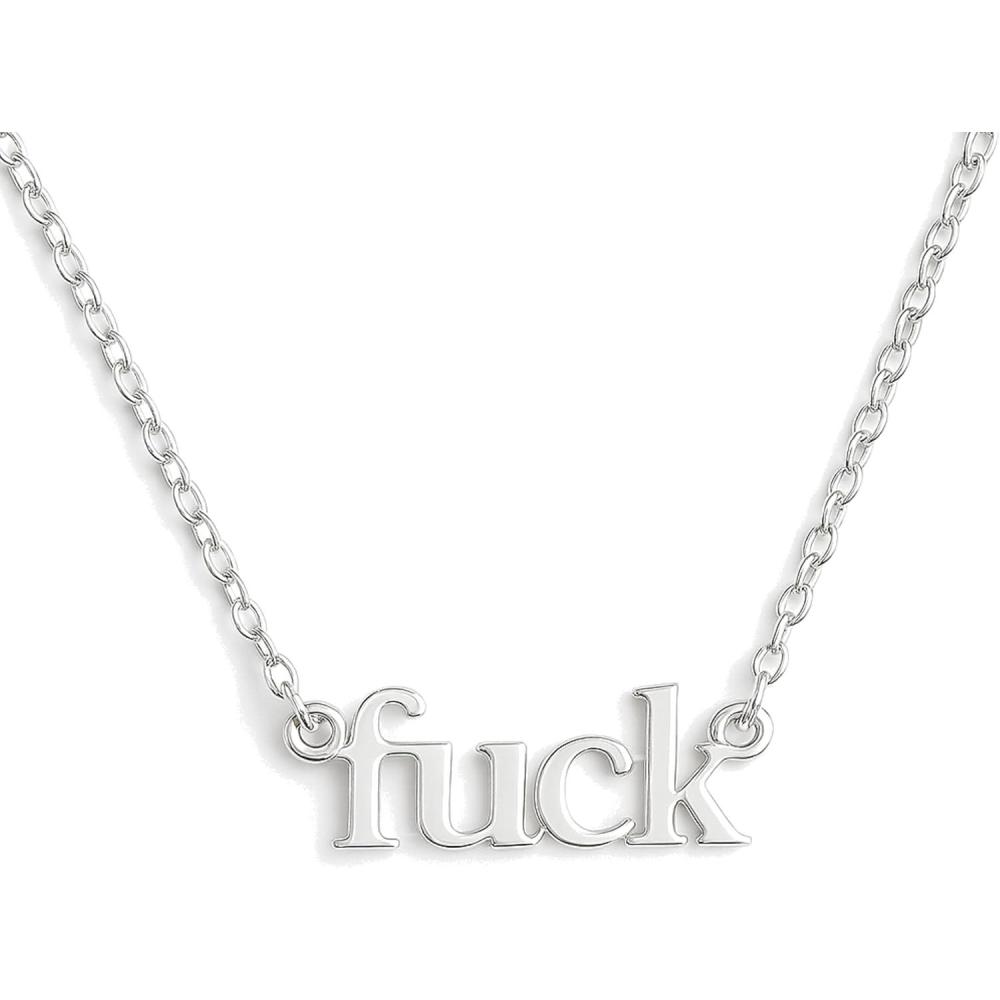image:imageFuck Text Sterling Silver Necklace  Handmade Word Jewelry Gifts for Women Girls  Birthday Gift Idea  Funny Hilarious Bday Present  Graduation BFF