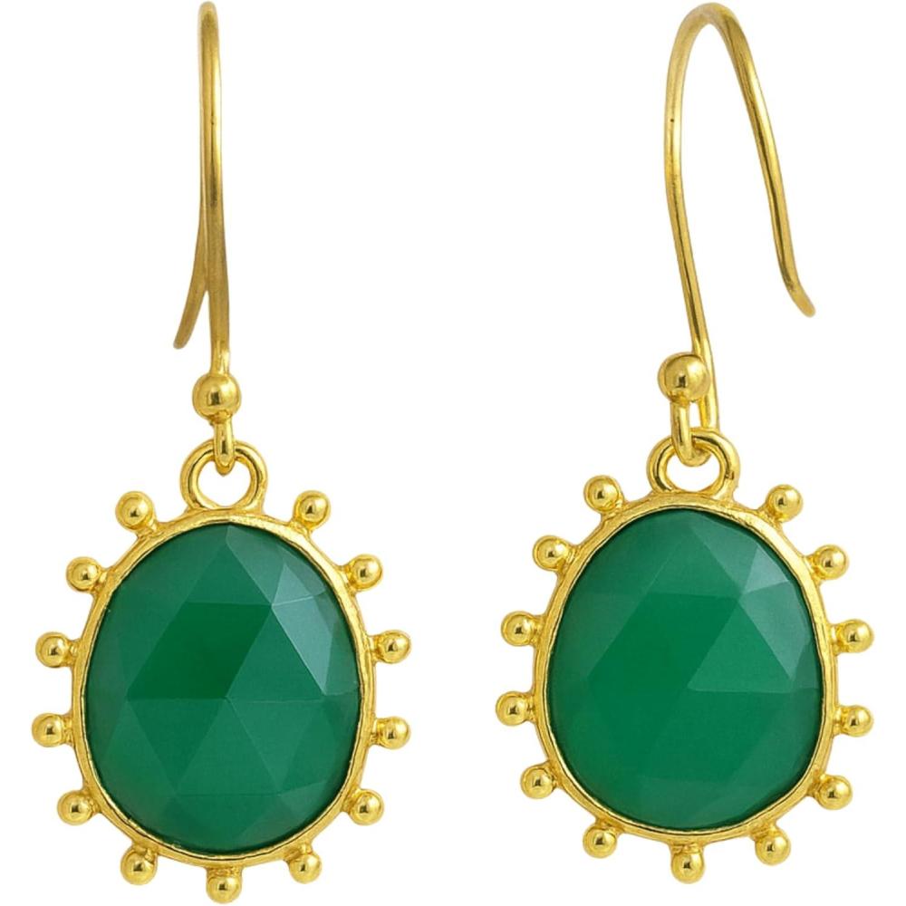 image:imageNatural Gemstone Gold Plated Sterling Silver Drop Earrings  Handmade Jewelry Gift Ideas for WomenChalcedony