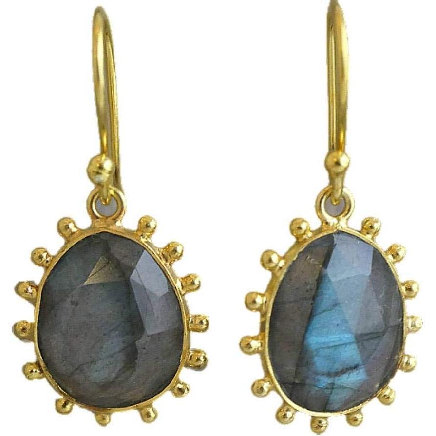 image:imageNatural Gemstone Gold Plated Sterling Silver Drop Earrings  Handmade Jewelry Gift Ideas for WomenLabradorite