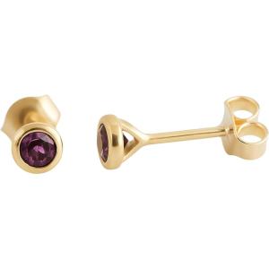 14kt 3 micron Gold Plated Sterling Silver 3mm Round Gemstone Gem Handmade Stud Earrings – Natural Gem Gift Ideas for Women – Birthday Valentine’s Mother’s Day Gift(rhodolite)