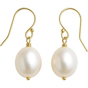 9-11mm Cultured Freshwater Pearl Gold Filled Drop Dangle Earrings – Handmade Gemstone Jewelry Gift Ideas for Women – Wedding and Bridal Jewellery – Classic Earrings – Birthday Present