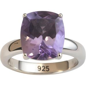 Amethyst Cushion Cut Sterling Silver Ring – Handmade Gemstone Jewelry Gift Ideas for Women – February Birthstone