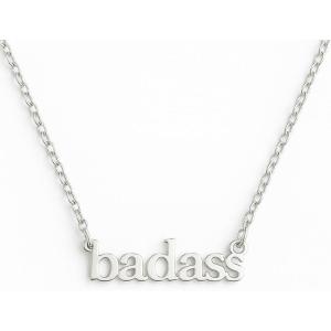Bad Ass Sterling Silver Necklace – Handmade Word Jewelry Gifts for Women – Birthday Valentine’s Mother’s Day Christmas Gift Her