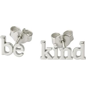 Be Kind Small Dainty Sterling Silver Stud Earrings – Birthday Valentine’s Mother’s Day Christmas – Handmade Minimalist Jewelry Gift Ideas for Women and Girls Hypoallergenic