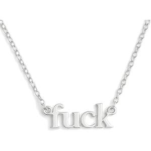 Fuck Text Sterling Silver Necklace – Handmade Word Jewelry Gifts for Women Girls – Birthday Gift Idea – Funny Hilarious Bday Present – Graduation BFF
