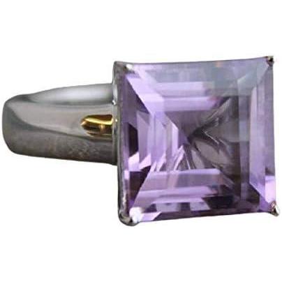 image:imageAmethyst Princess Cut Sterling Silver Ring  Purple Stone  Natural Gem Gemstone  Christmas Gift Idea  Handmade Jewelry Gift Idea for Women  February Birthstone Birthday Gift 6