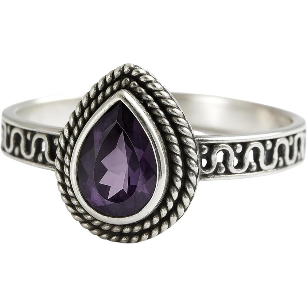 image:imageAmethyst Sterling Silver Ring  Handmade Gemstone Jewelry Gift Ideas for Women Her  February Natural Real Birthstone