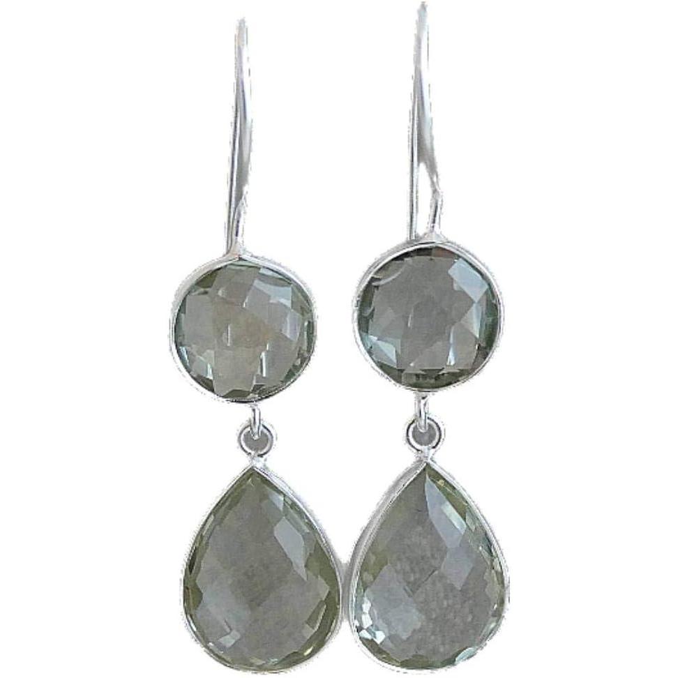 image:imageFaceted Gemstone Double Sterling Silver Drop Earrings  Handmade Gemstone Jewelry Gift Ideas for Mothers Day