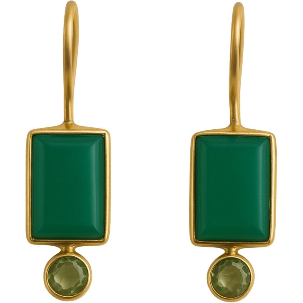 image:imageGreen Amethyst and London Blue Topaz Gold Plated Sterling Silver Drop Earrings  Handmade Gemstone Jewellery Gift Ideas for Women HerGreen Onyx and Peridot