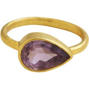 Amethyst Pear Shape Gold Plated Sterling Silver Ring – Handmade Jewelry Gift Ideas for Women – Natural Gem Gemstone – February Birthstone – Birthday Valentine’s Mother’s Day Gift (9)