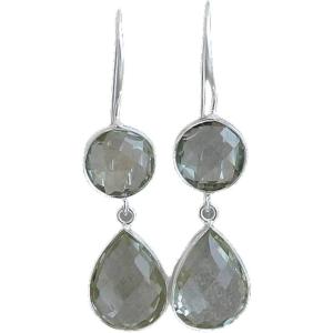Faceted Gemstone Double Sterling Silver Drop Earrings – Handmade Gemstone Jewelry Gift Ideas for Mother’s Day