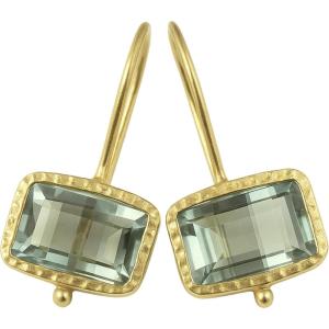 Gemstone Gold Vermeil Drop Earrings – Handmade Jewelry Gift Ideas for Women – Gold Plated Sterling Silver Ear Wires(Prasiolite)