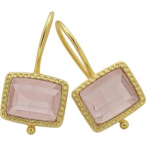 Gemstone Gold Vermeil Drop Earrings – Handmade Jewelry Gift Ideas for Women – Gold Plated Sterling Silver Ear Wires(Quartz)