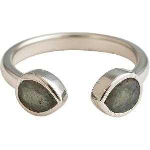 Labradorite Double Sterling Silver – Natural Gem Gemstone Jewelry- Handmade Jewelry Gift Ideas for Women – Birthstone Birthday Gift Size 8