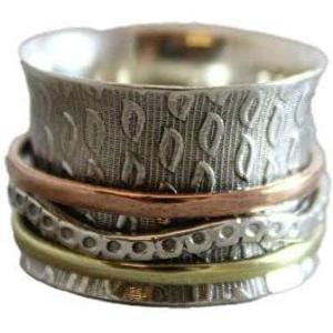 Sterling Silver Spinning Ring – Leaf Worry Fidget Bohemian Anxiety Relief Ring – Bohemian Boho Style – Birthday Valentine’s Mother’s Day Gift – Handmade Jewelry Gift Ideas for Women Size 7