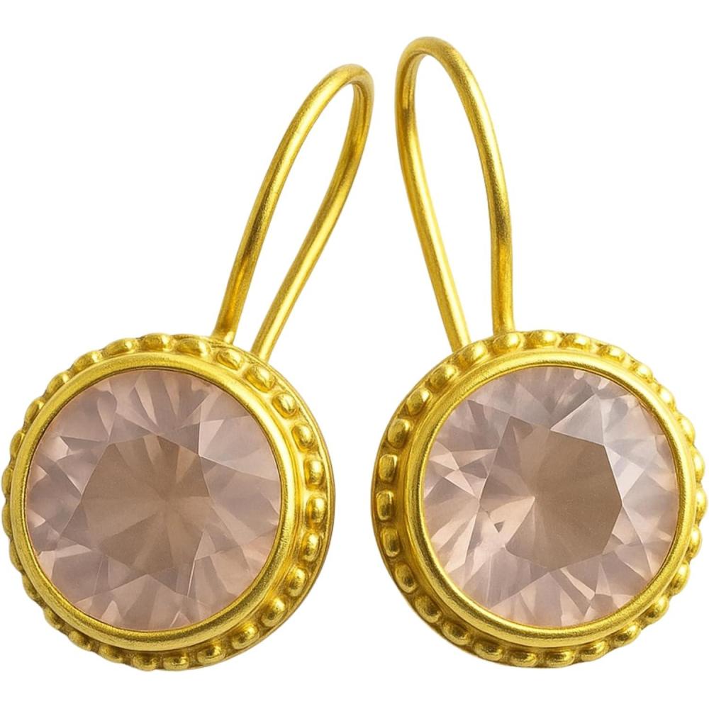 image:imageRose Quartz Gold Vemeil Drop Earrings  Handmade Gemstone Jewelry Gift Ideas for Women Her  Gold Plated Sterling Silver Ear WiresQuartz