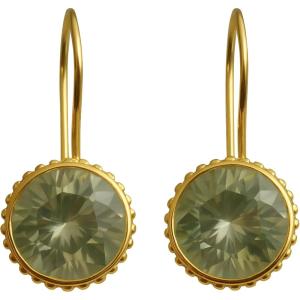 Rose Quartz Gold Vemeil Drop Earrings – Handmade Gemstone Jewelry Gift Ideas for Women Her – Gold Plated Sterling Silver Ear Wires(Prasiolite)