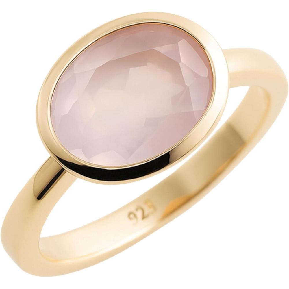 image:imageRose Quartz Oval Cut 925 Gold Plated Sterling Silver Ring  Handmade Gemstone Jewelry Gift Ideas for Women Her  Birthday Gift  Pink Gem Ring