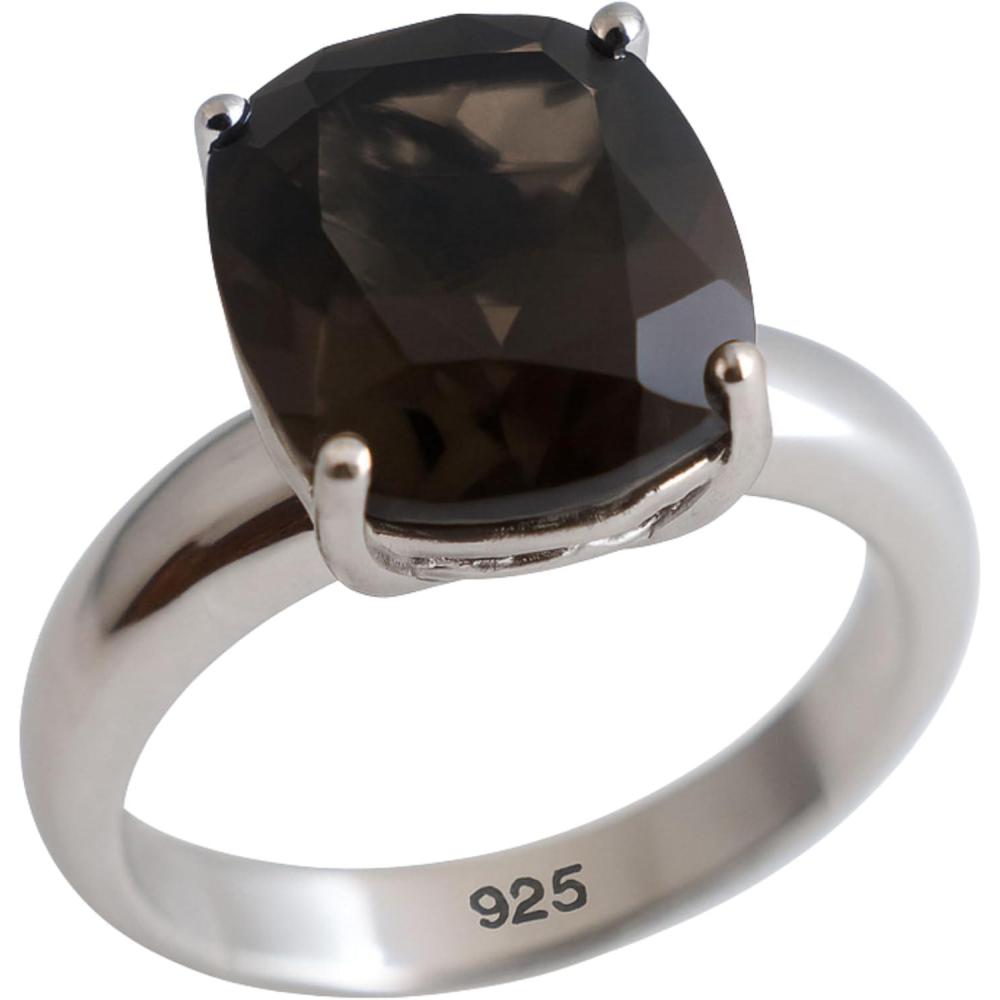 image:imageSmoky Quartz Cushion Cut Ring 10x12mm  925 Sterling Silver  Natural Gemstone Handmade Fine Jewelry for Women 9