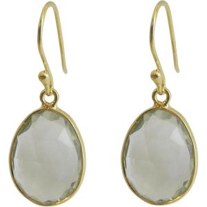12x15mm Gemstone Drop Earrings – Sterling Silver with 3 micron Gold Plating – Natural Gem – Scandinavian Handmade Fine Jewelry for Women(prasiolite quartz)