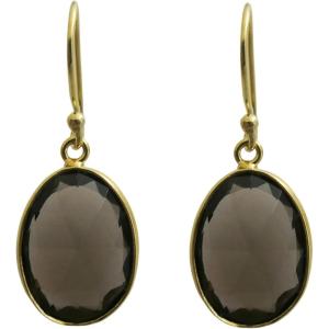 12x15mm Gemstone Drop Earrings – Sterling Silver with 3 micron Gold Plating – Natural Gem – Scandinavian Handmade Fine Jewelry for Women(smoky quartz)